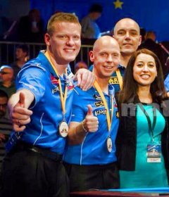 Niels Feijen und nun noch Ralf Souquet sind nach ihrem Triumph mit Team Europa beim Mosconi Cup über die USA , wieder zusammen. Jedoch kämpft nun jeder für sich.